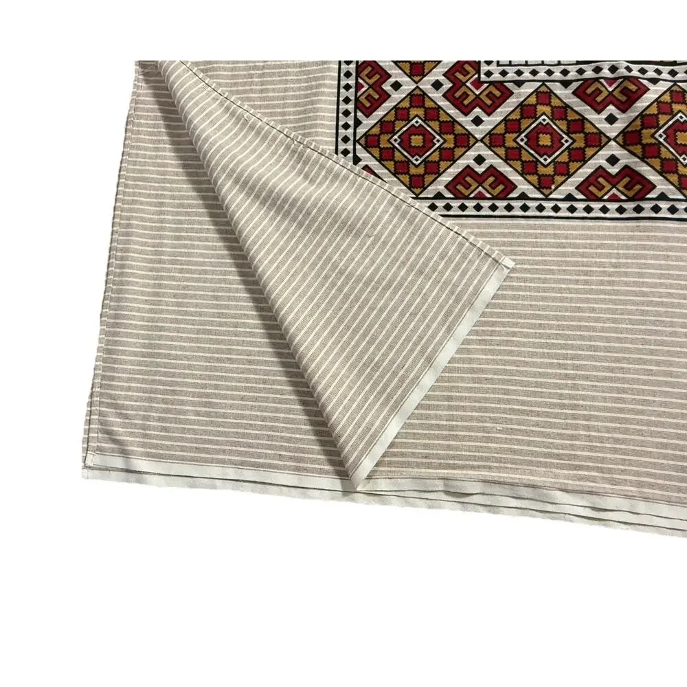 Vintage Turkish Kilim Style Printed Cotton Textile 92x82 Bedding Tablecloth